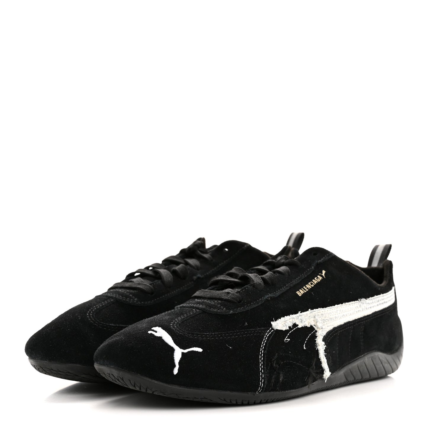 X PUMA Suede Mens Distressed Speedcat Sneakers 44 Black White