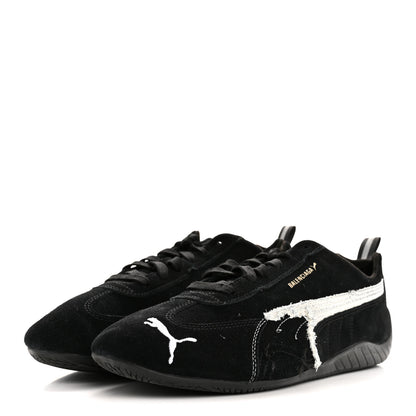 Balenciaga X PUMA Suede Mens Distressed Speedcat Sneakers 44 Black White 4 of 10