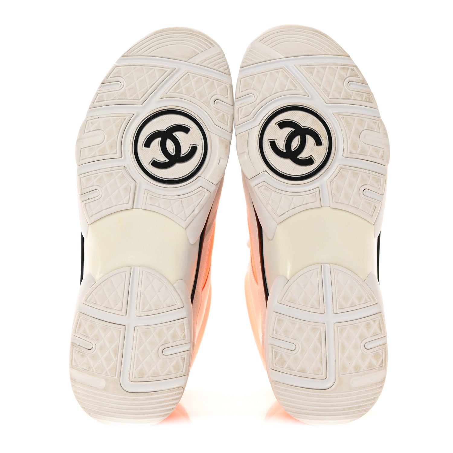 Chanel Suede Calfskin Lambskin Neoprene High Top CC Sneakers 39.5 White Fluo Orange 5 of 23