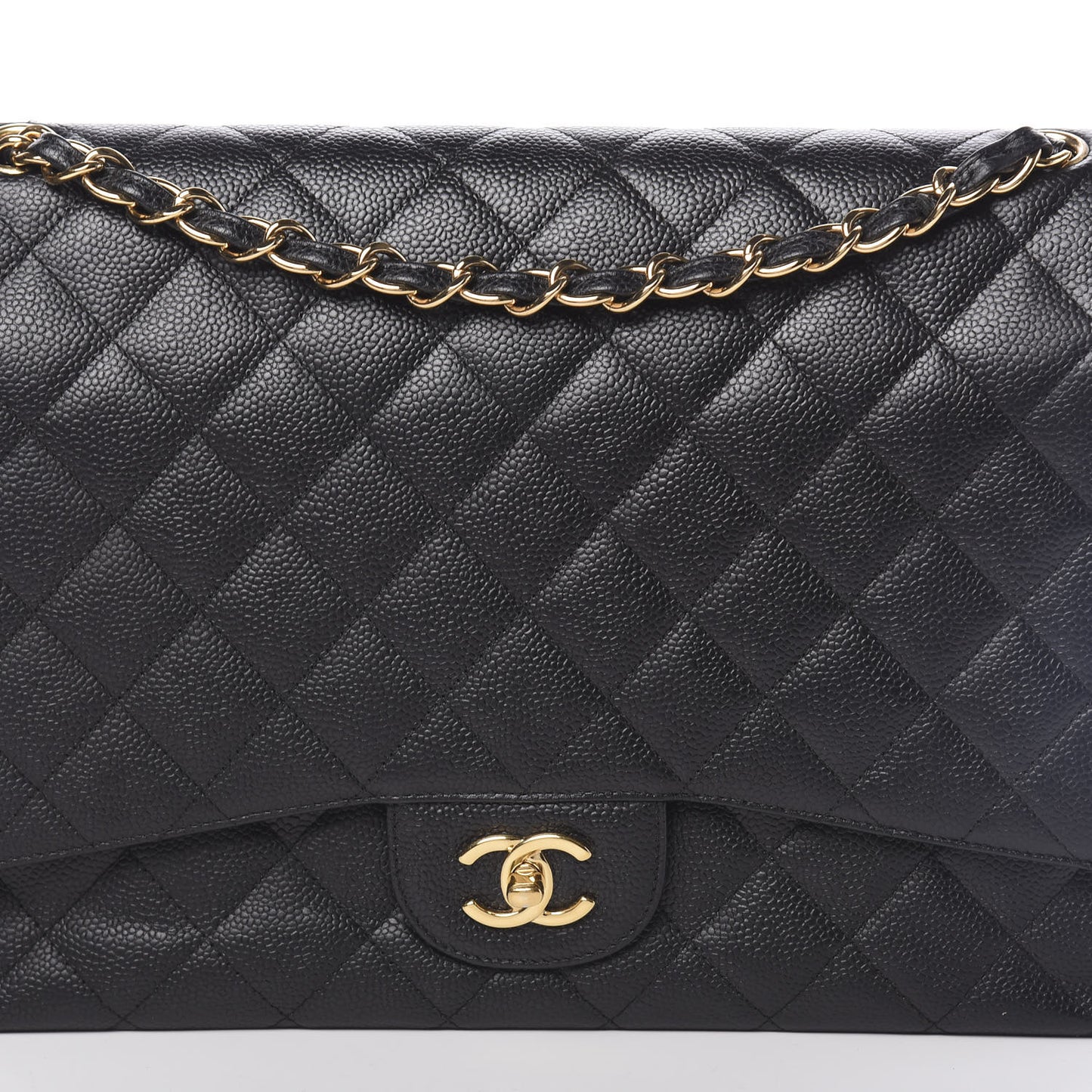Caviar Quilted Maxi Double Flap Black