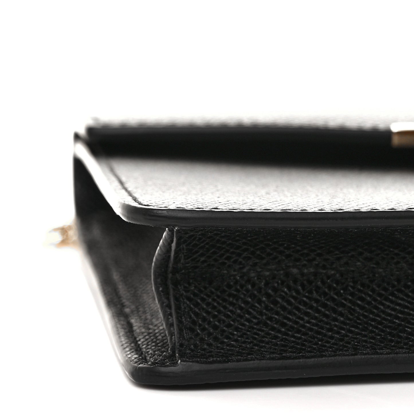 Hammered Calfskin Gancio Wallet On Chain Black