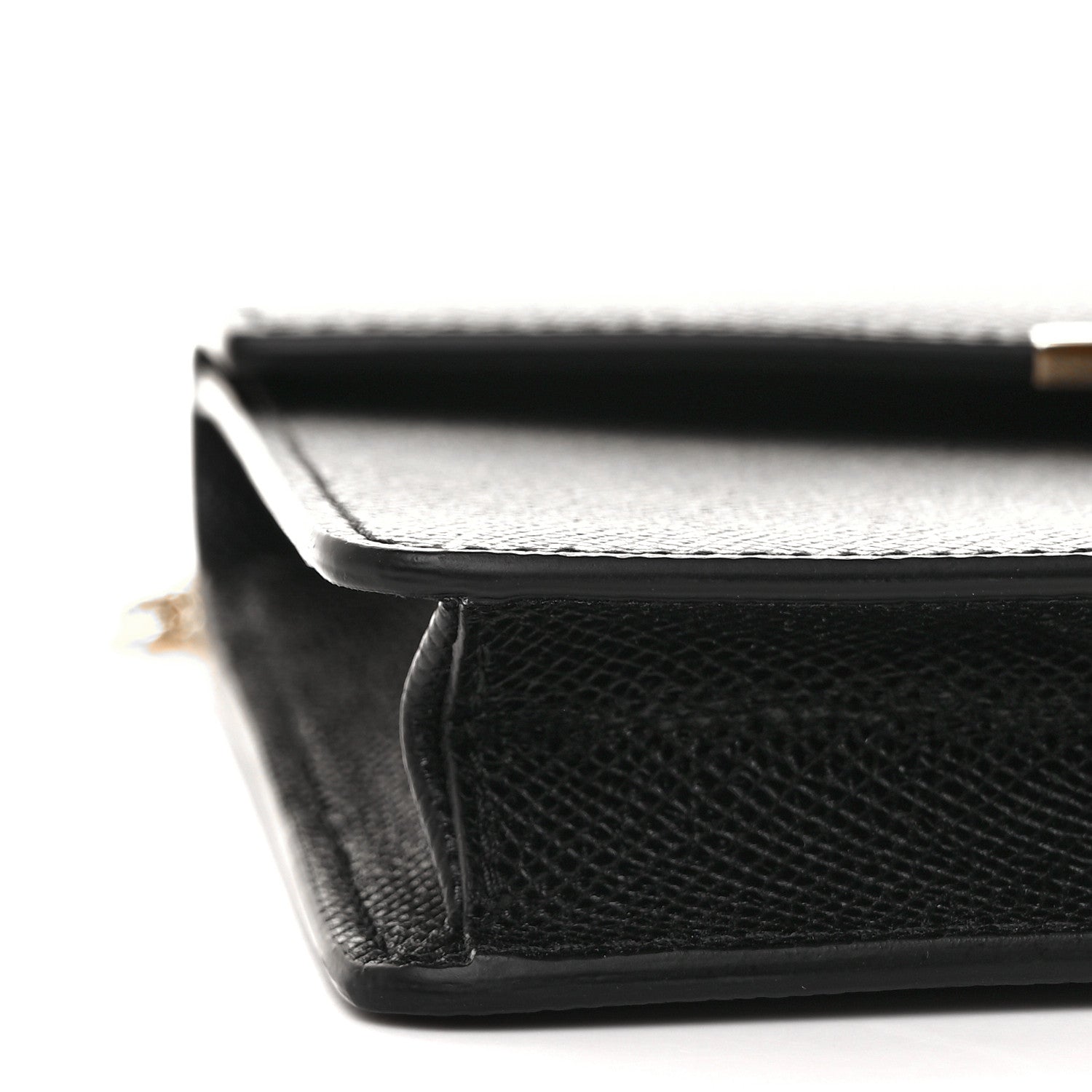 Salvatore Ferragamo Hammered Calfskin Gancio Wallet On Chain Black 6 of 7