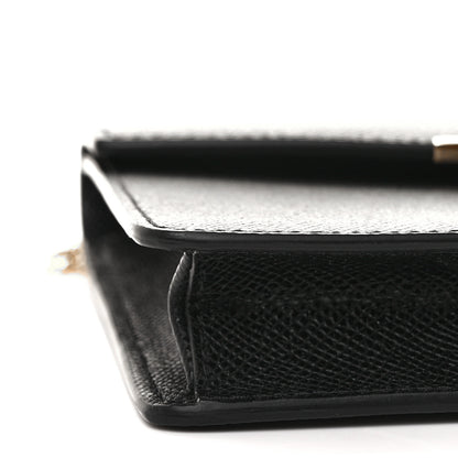 Salvatore Ferragamo Hammered Calfskin Gancio Wallet On Chain Black 6 of 7