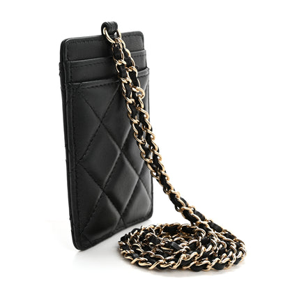 Chanel Lambskin Quilted Glitter Card Holder On Chain Black 3 of 11