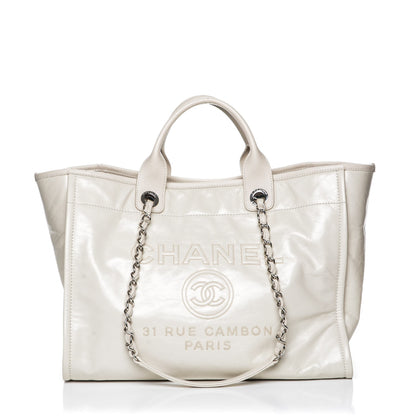 Chanel Glazed Calfskin Large Deauville Tote Ivory 1 of 7