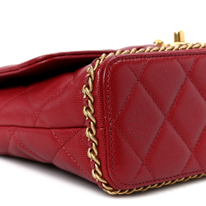 Chanel Caviar Quilted Camellia Chain Around Flap Red 9 of 10
