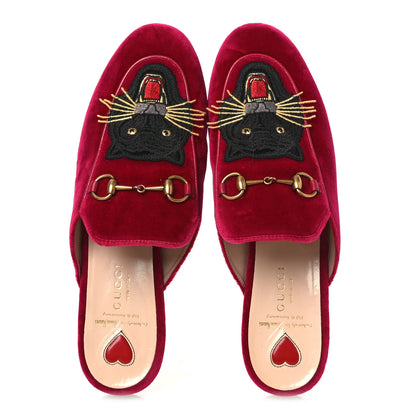 Gucci Velvet Panther Embroidered Womens Princetown Slippers 38 Raspberry Sherbet 2 of 11