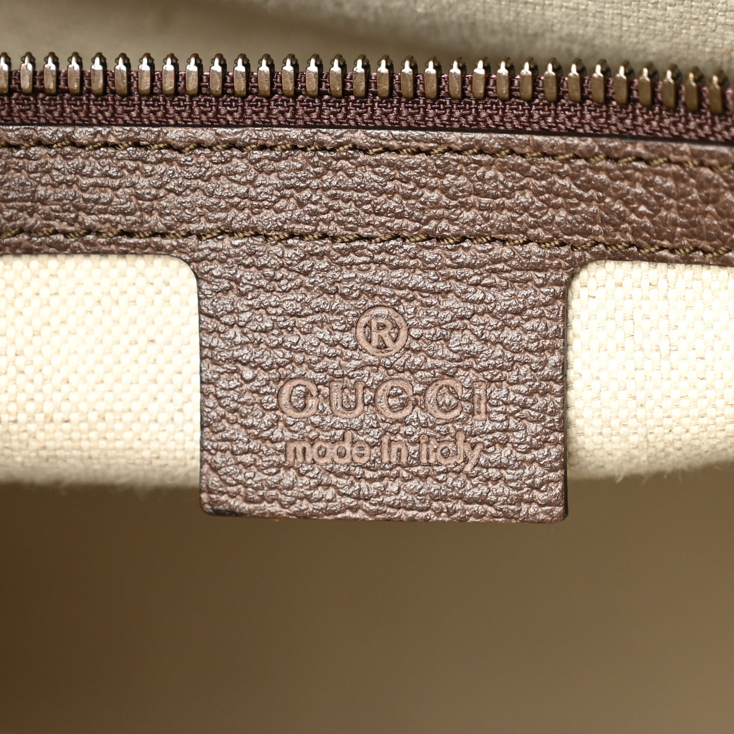 GG Supreme Monogram Textured Calfskin Web Medium Ophidia Slip Handle Tote Beige Ebony New Acero