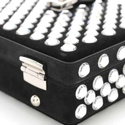 Dolce & Gabbana Suede Crystal Embellished Lily Box Bag Black 10 of 11