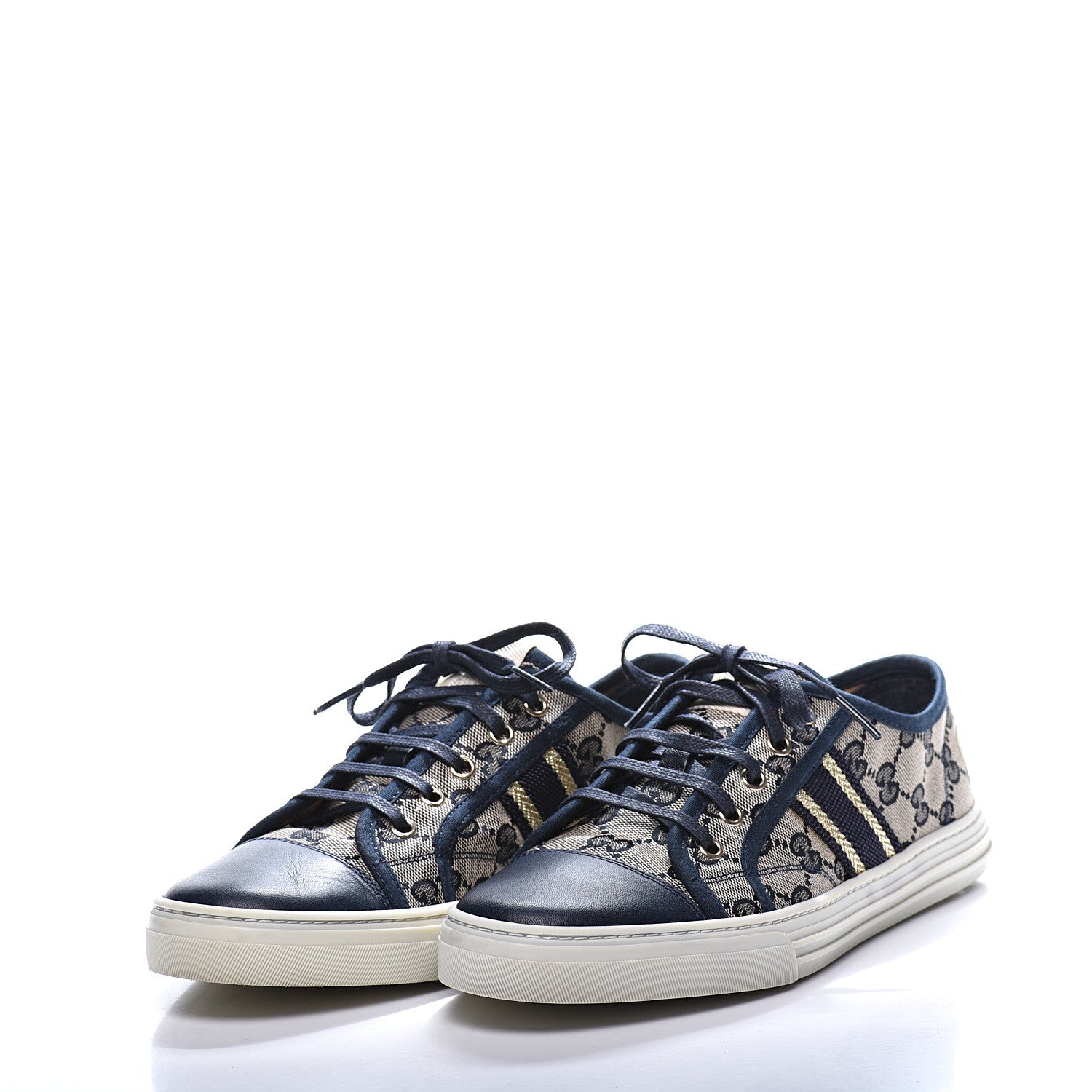 Gucci Monogram Web Sneakers 39.5 Navy Blue 2 of 10