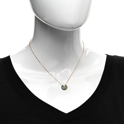 Cartier 18K Pink Gold Diamond Malachite XS Amulette de Cartier Pendant Necklace 2 of 5