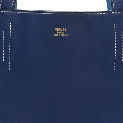 Hermes Veau Sikkim Double Sens 28 Reversible Tote Bleu Sapphire Bleu Paradis 8 of 14