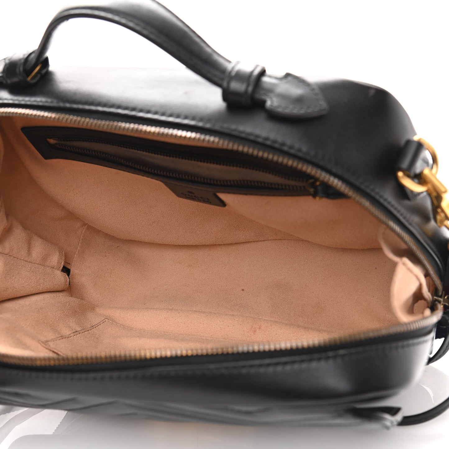 Calfskin Matelasse Sylvie Web Small GG Marmont Top Handle Shoulder Bag Black