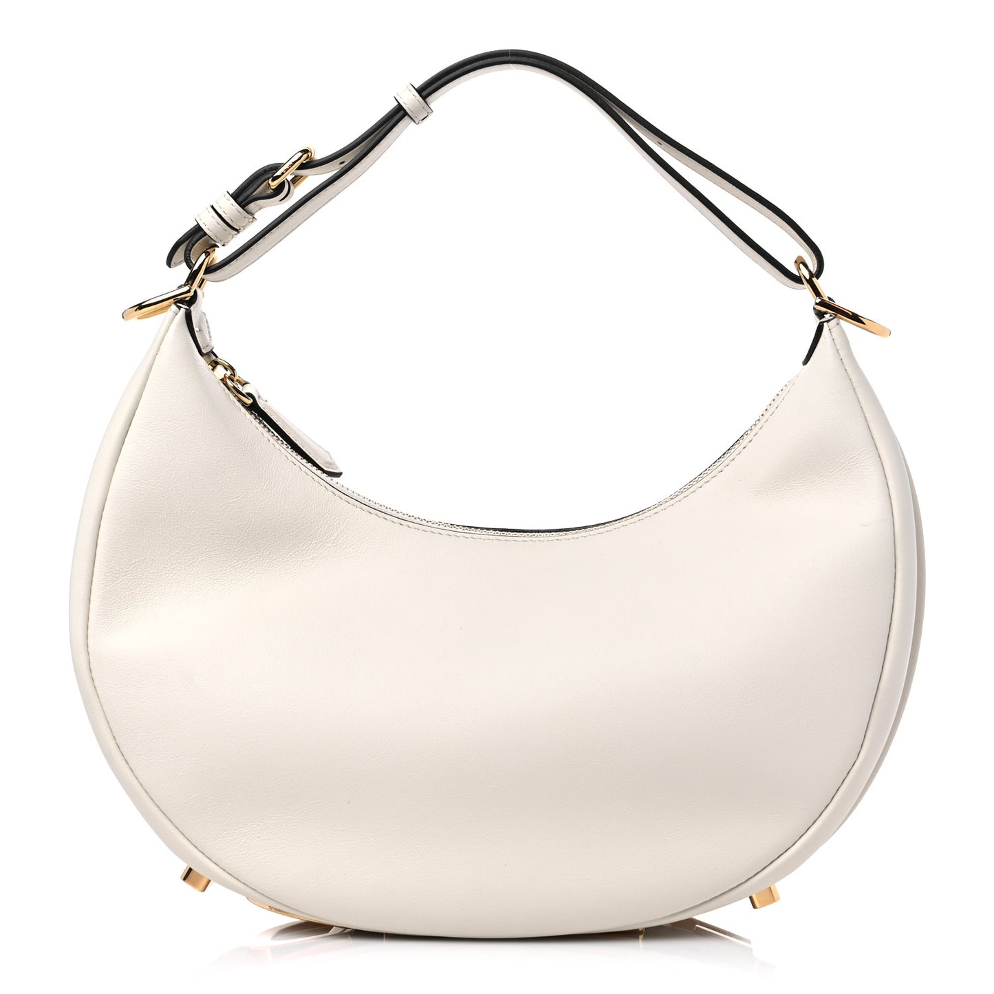 Vitello Grace Matte Small Fendigraphy Hobo Bag White Ice