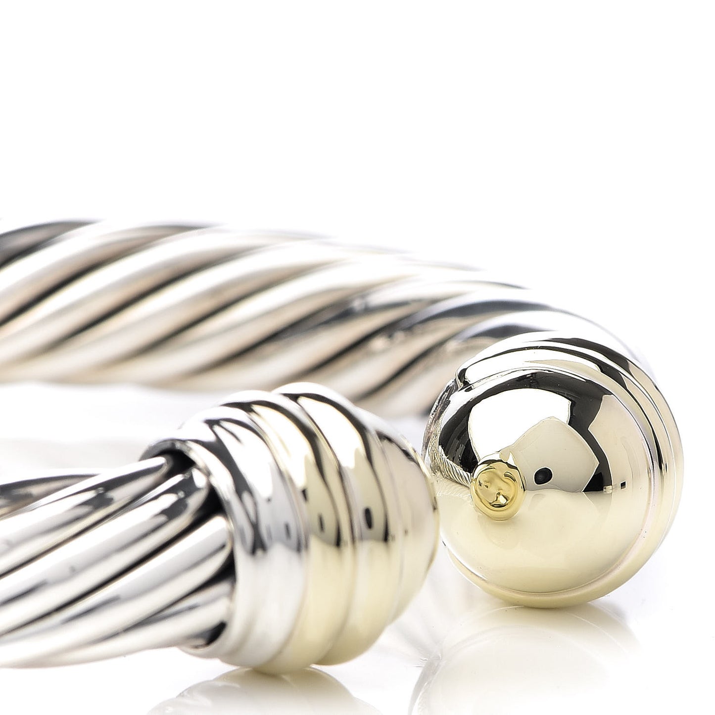 Sterling Silver 14K Yellow Gold 10mm Cable Classics Bracelet