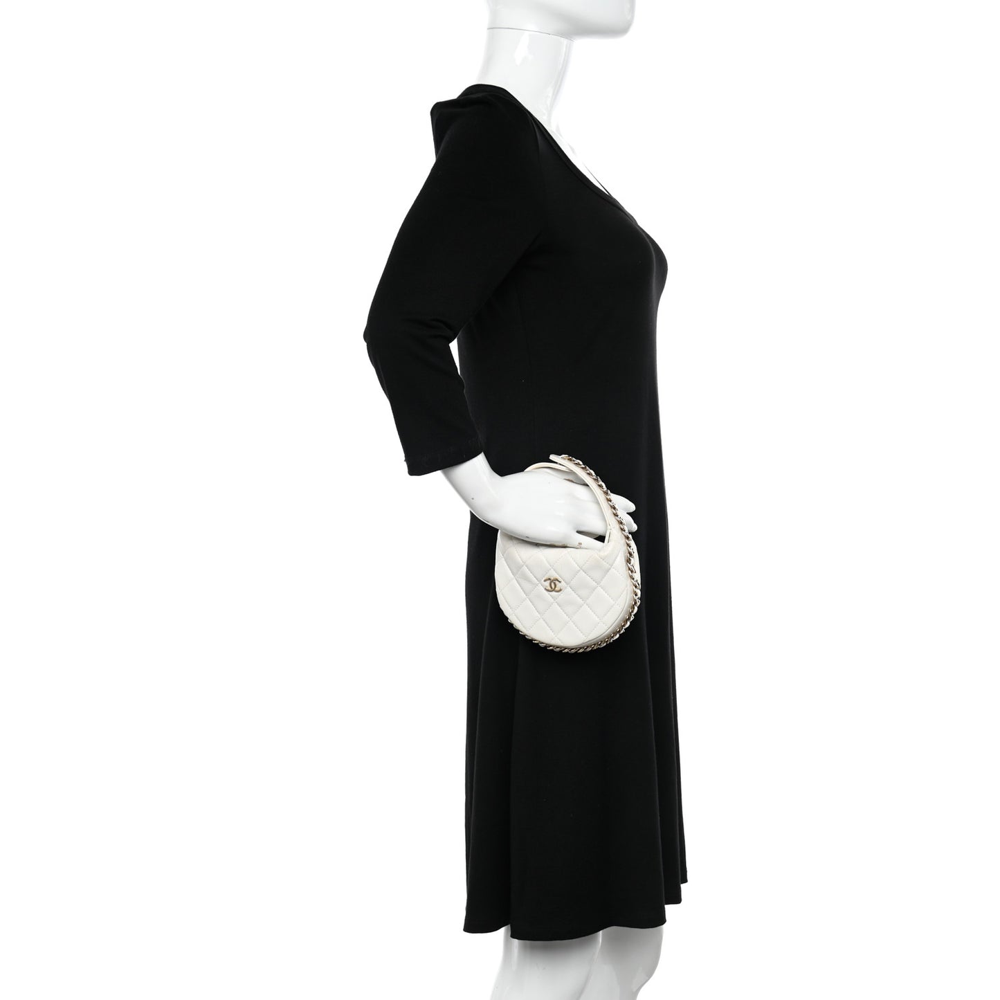 Lambskin Quilted Chain Around Pouch White