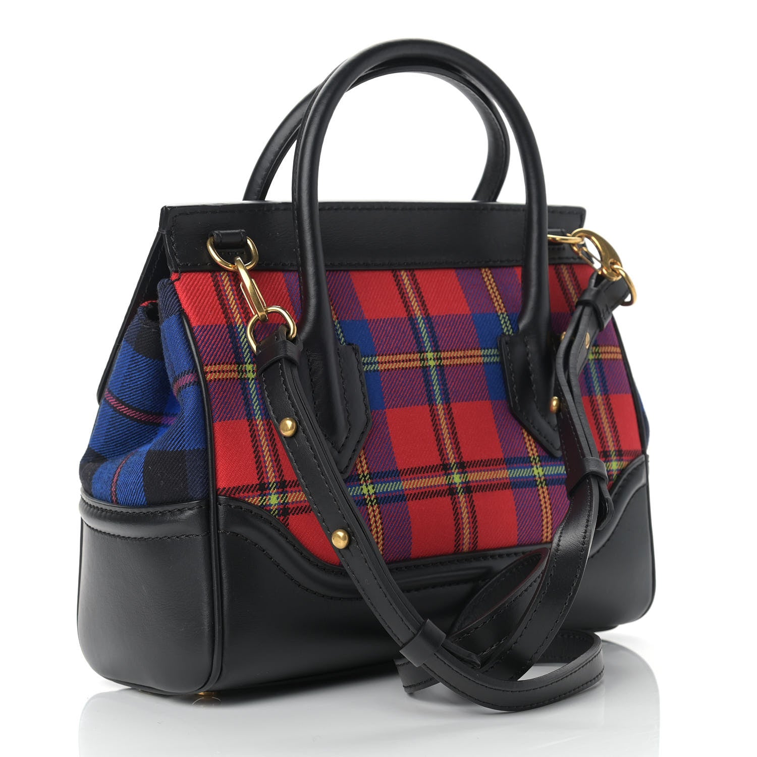 Versace Vitello Tartan Medium Baroque Palazzo Empire Bag Black Rosso 3 of 9