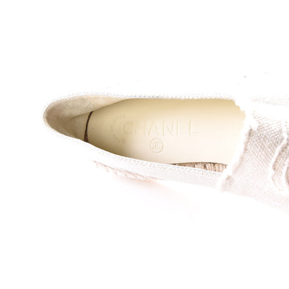 Chanel Linen CC Espadrilles 37 Beige Black 8 of 9