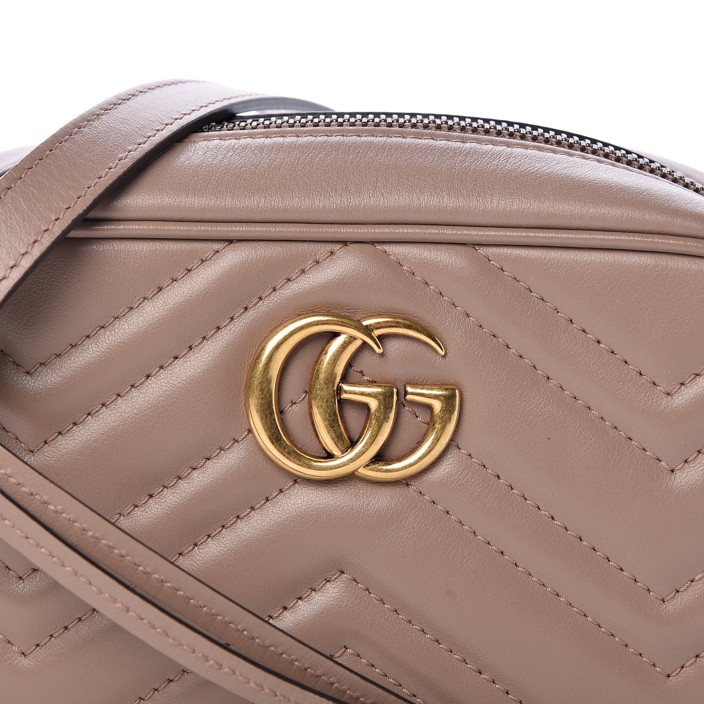 Calfskin Matelasse Mini GG Marmont Chain Shoulder Bag Nude
