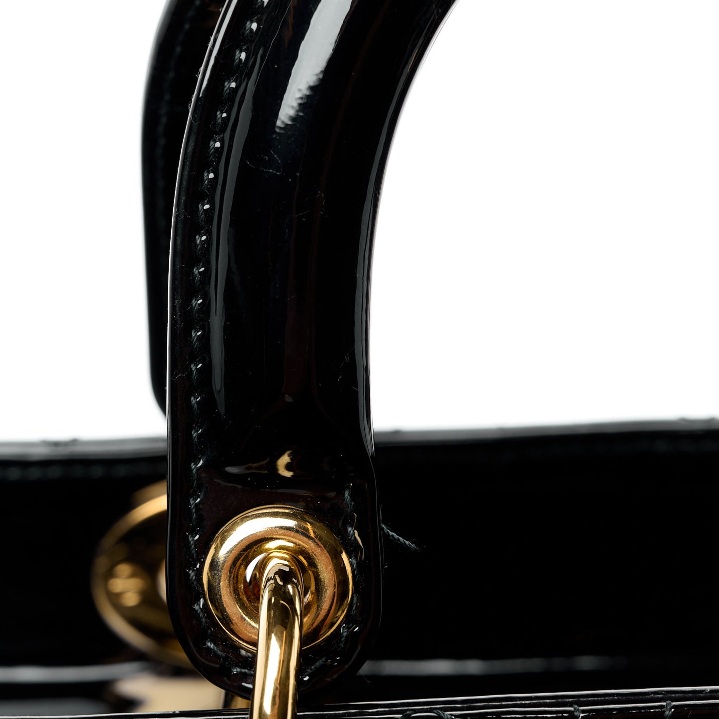 CHRISTIAN DIOR Patent Cannage Large Lady Dior Black