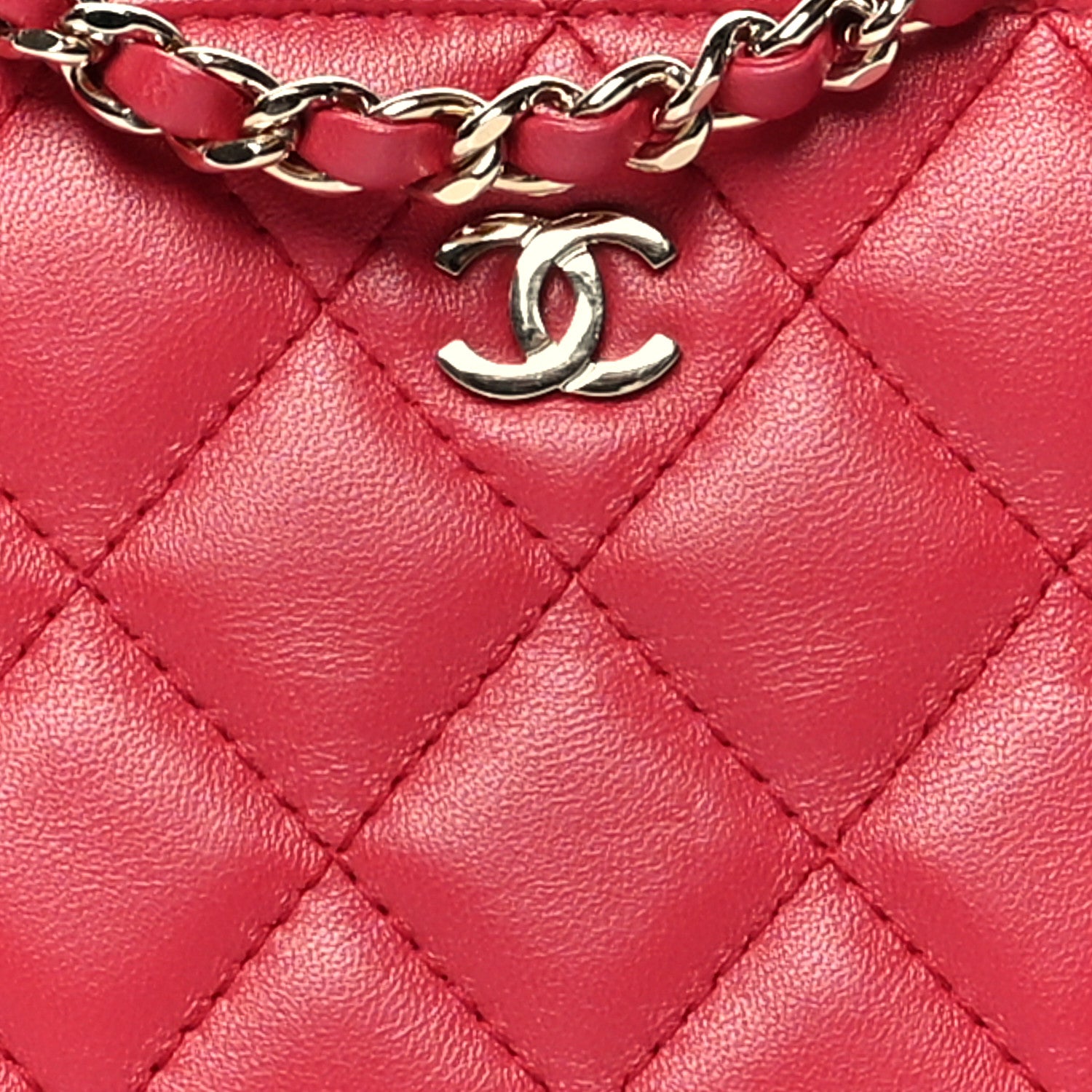 Chanel Lambskin Quilted Small Clutch With Chain Red 8 of 10