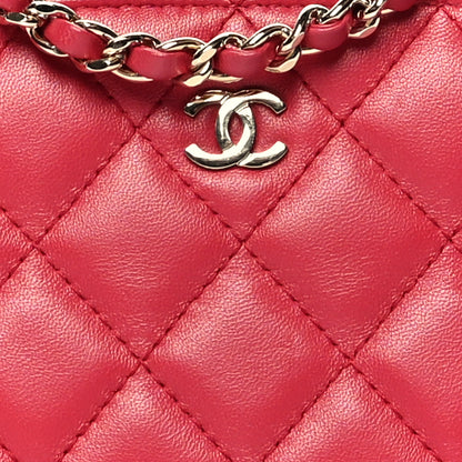 Chanel Lambskin Quilted Small Clutch With Chain Red 8 of 10
