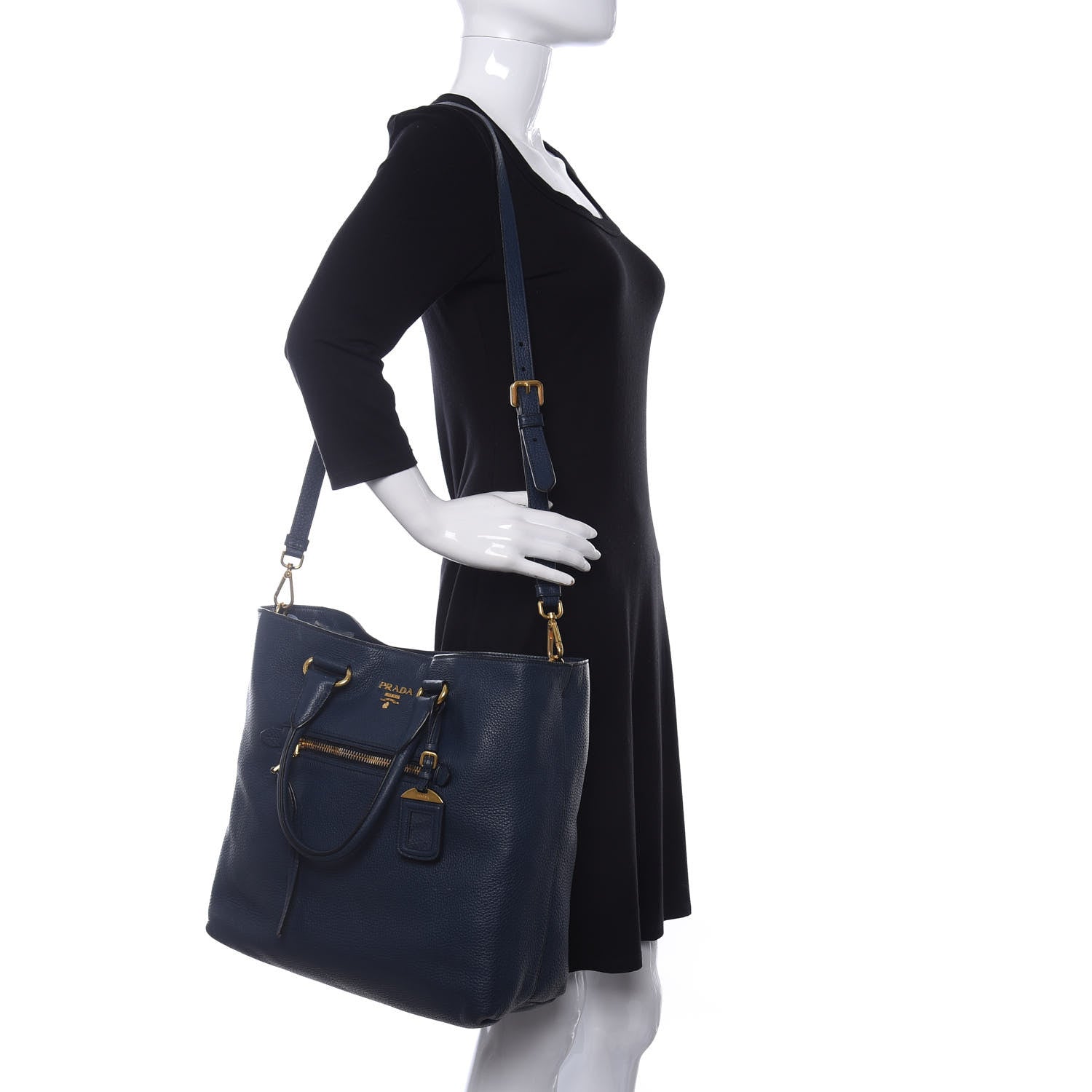Prada Vitello Daino Shopping Tote Inchiostro 2 of 18