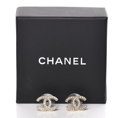 Chanel Crystal CC Earrings Light Gold 6 of 6