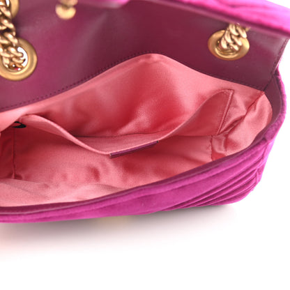 Gucci Velvet Matelasse Mini GG Marmont Shoulder Bag Fuchsia Violet Cyclamen 5 of 10