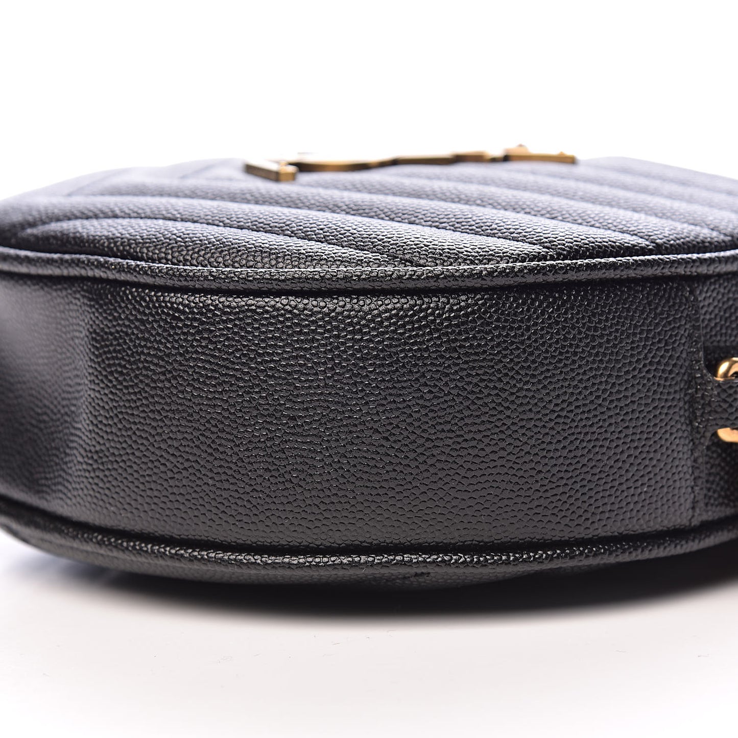 Grain De Poudre Matelasse Chevron Quilted Round Vinyle Camera Bag Black
