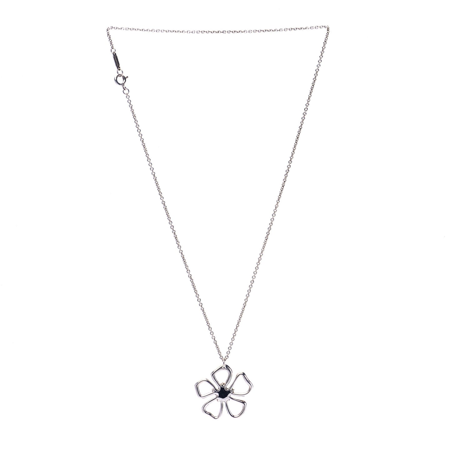 Sterling Silver Open Flower Pendant Necklace