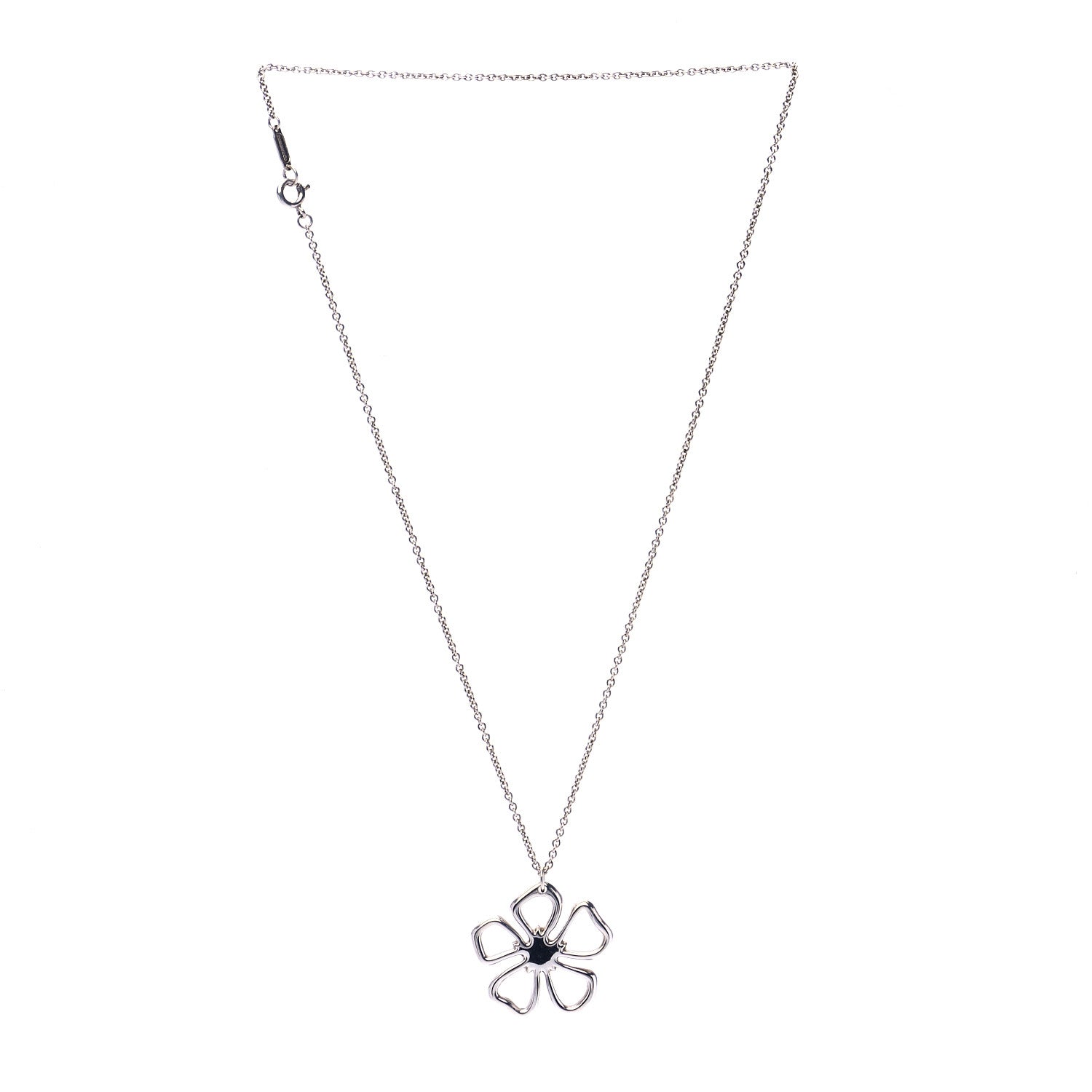 Tiffany Sterling Silver Open Flower Pendant Necklace 3 of 7