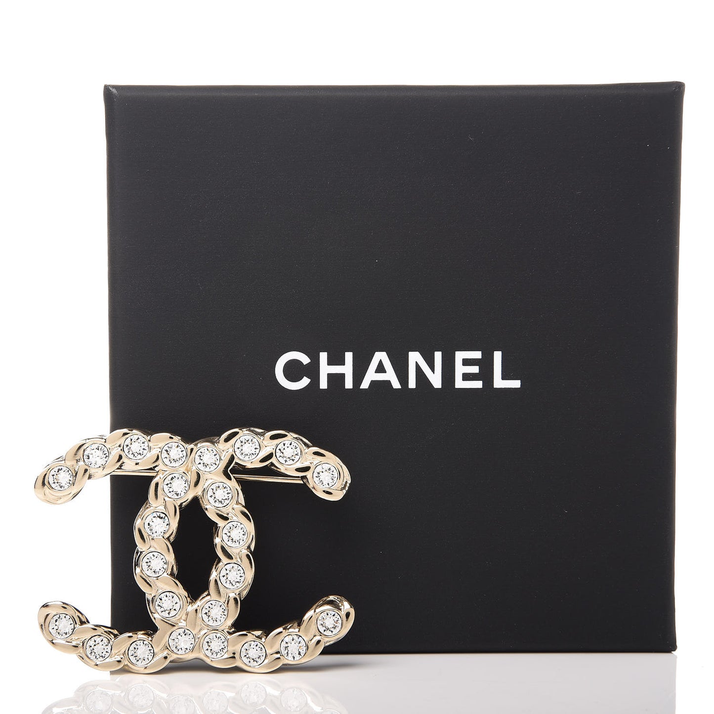 Crystal CC Brooch Light Gold