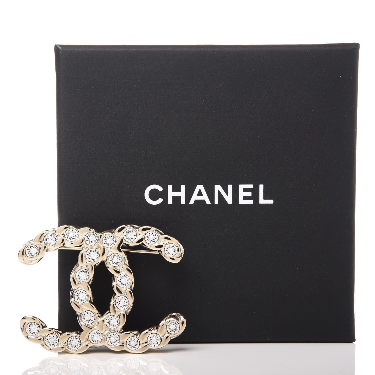Chanel Crystal CC Brooch Light Gold 6 of 6