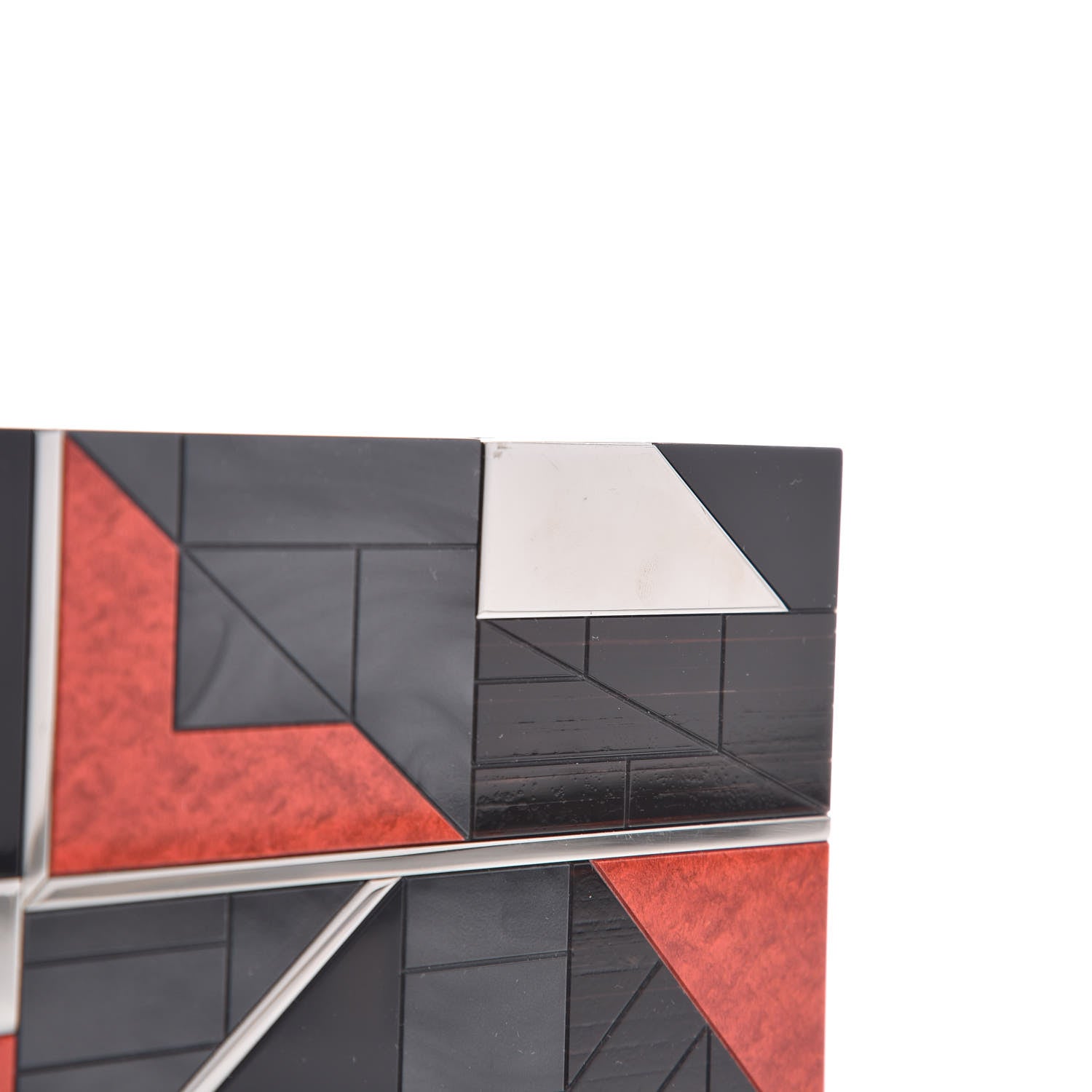 Burberry Rigid Perspex Mosaic Box Clutch Grey Red 8 of 10
