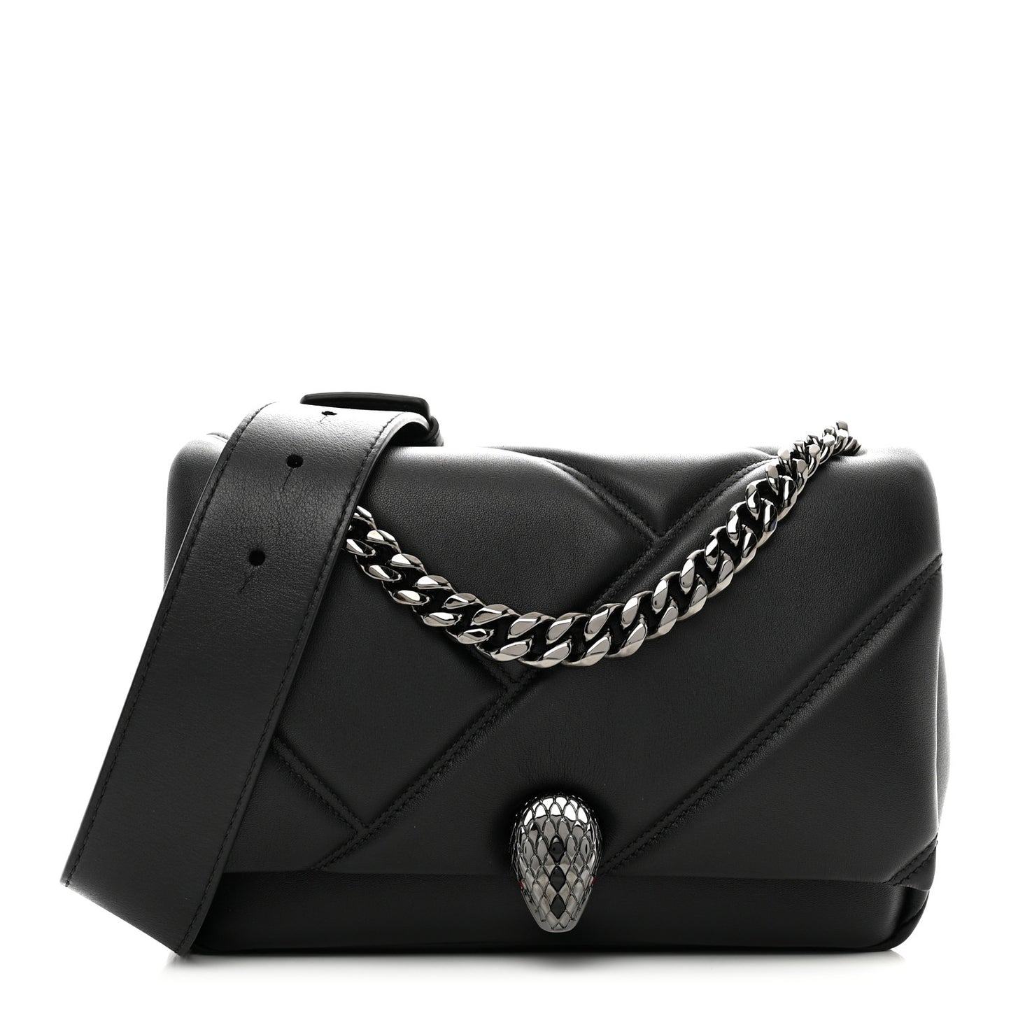 Calfskin Matelasse Mini Serpenti Cabochon Crossbody Bag Black