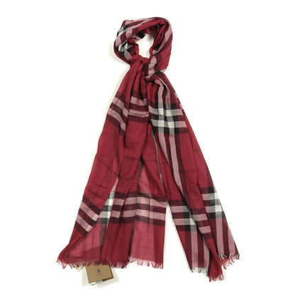 Burberry Wool Silk Gauze Giant Check Scarf Fuchsia Pink 1 of 4