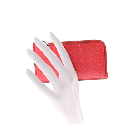 Loewe Shiny Calfskin Embossed Repeat Coin Card Holder Pink 2 of 7