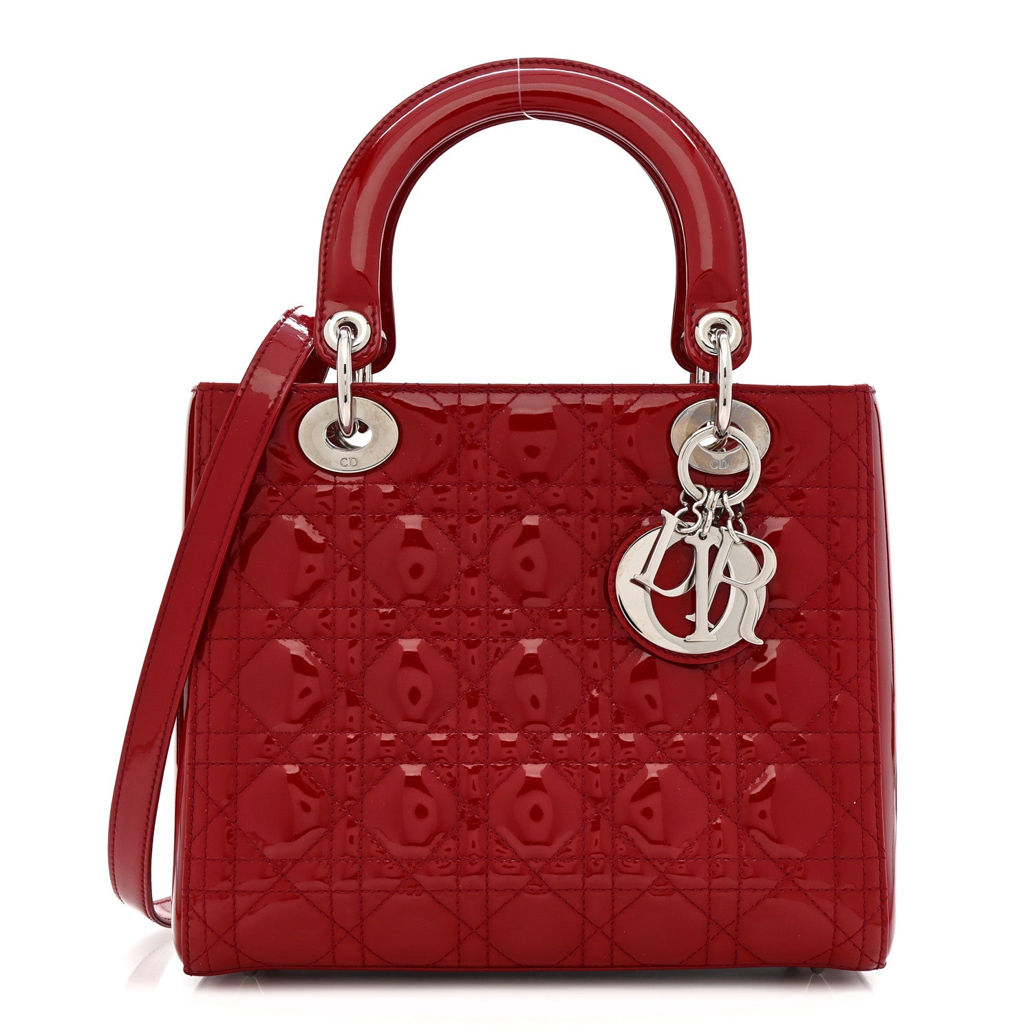 Christian Dior Patent Cannage Medium Lady Dior Red 1 of 10