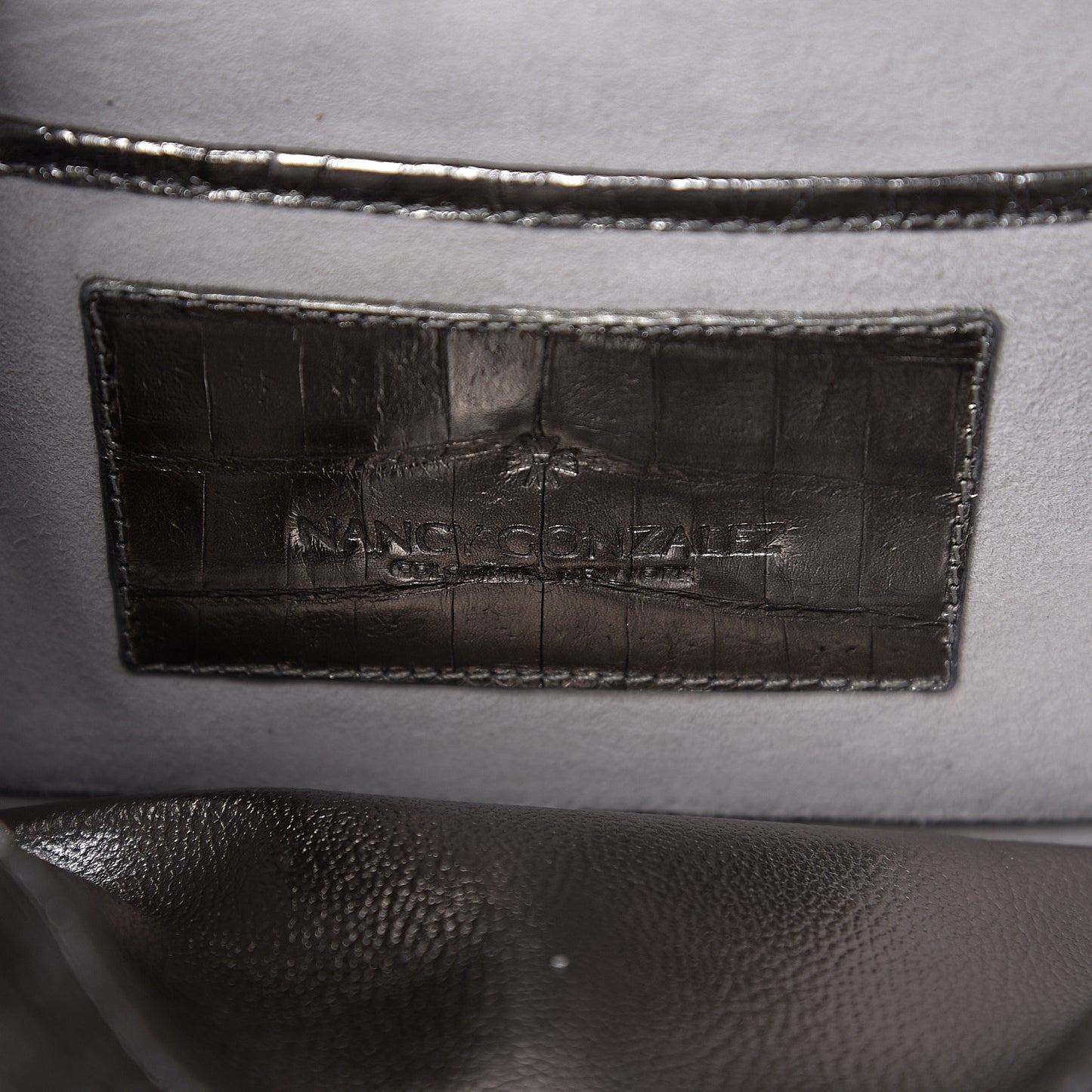 Metallic Crocodile Top Handle Shoulder Bag Silver