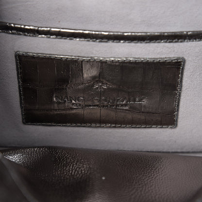 Nancy Gonzalez Metallic Crocodile Top Handle Shoulder Bag Silver 5 of 9