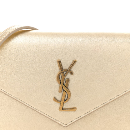Saint Laurent Metallic Calfskin Monogram Envelope Chain Wallet Gold 8 of 13
