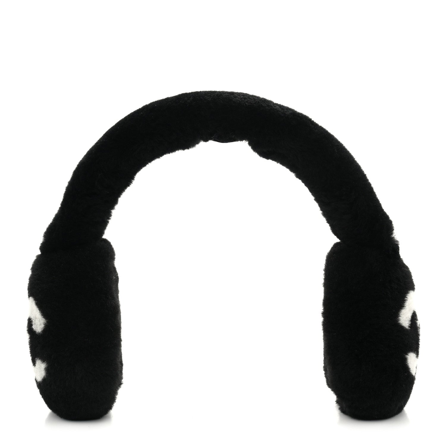 Chanel Shearling CC Ear Muffs Black White 1 of 5