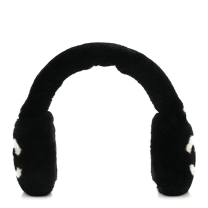 Chanel Shearling CC Ear Muffs Black White 1 of 5
