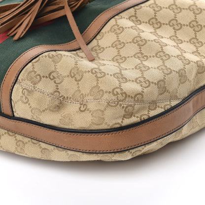 Gucci Monogram Web Rania Drawstring Shoulder Bag Sand 11 of 12