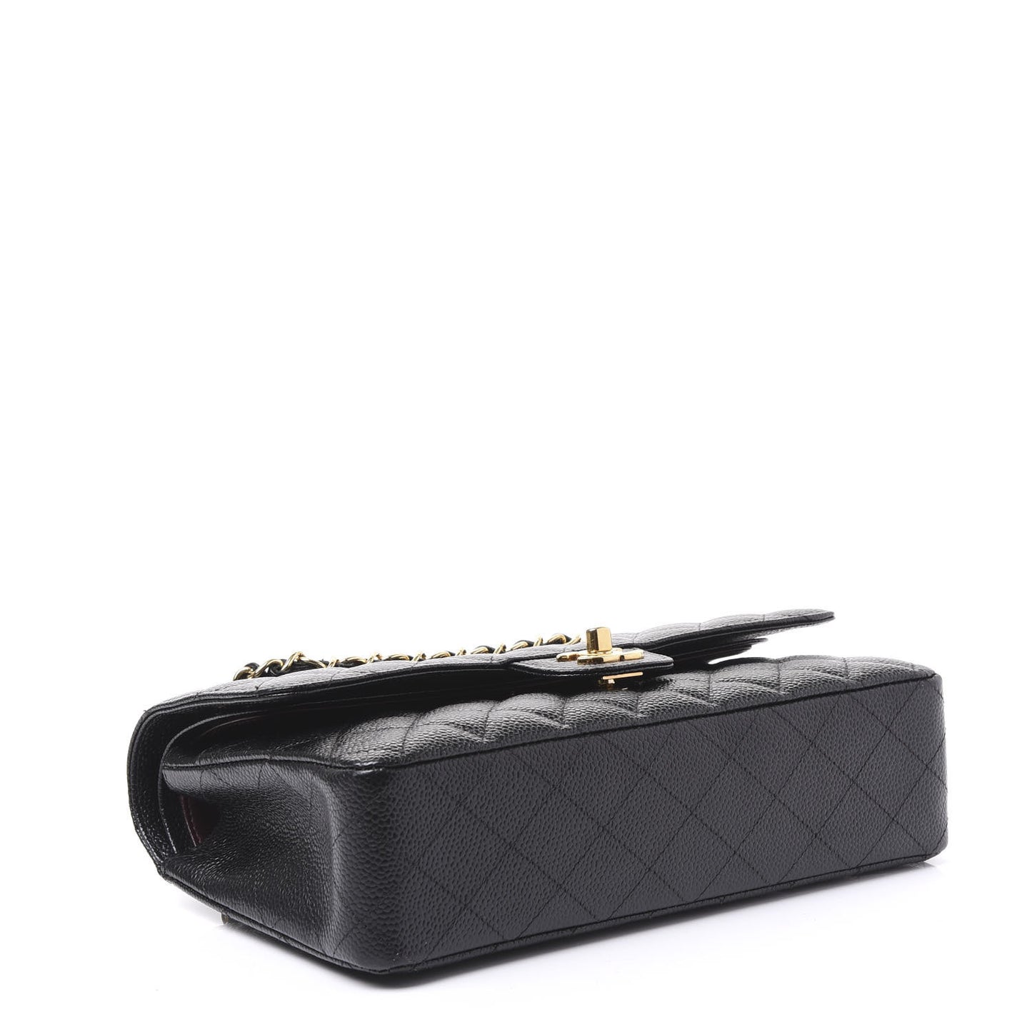 Caviar Quilted Medium Double Flap Black