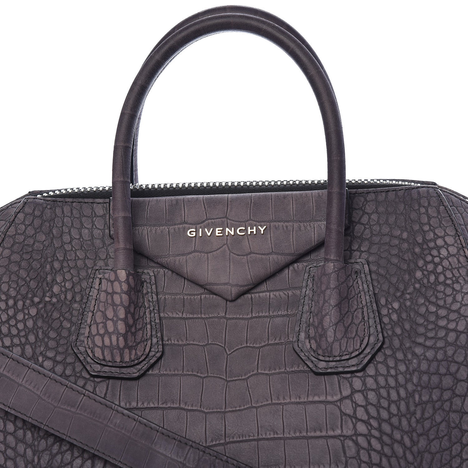 Givenchy Nubuck Crocodile Embossed Medium Antigona Brown 8 of 18