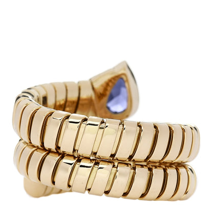 Bulgari 18K Yellow Gold Iolite Tubogas Ring 57 8 3 of 4