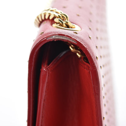 Saint Laurent Calfskin Studded Medium Monogram Satchel Red 9 of 9