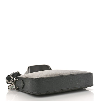 Gucci GG Supreme Monogram Textured Dollar Calfskin Web Ophidia Wristlet Shoulder Bag Grey Black Graphite Grey 4 of 8
